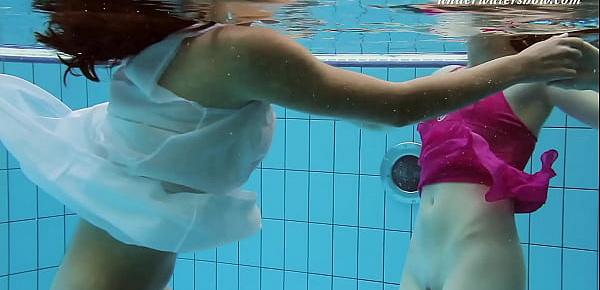 trendsUnderwater swimming pool lesbians Lera and Sima Lastova